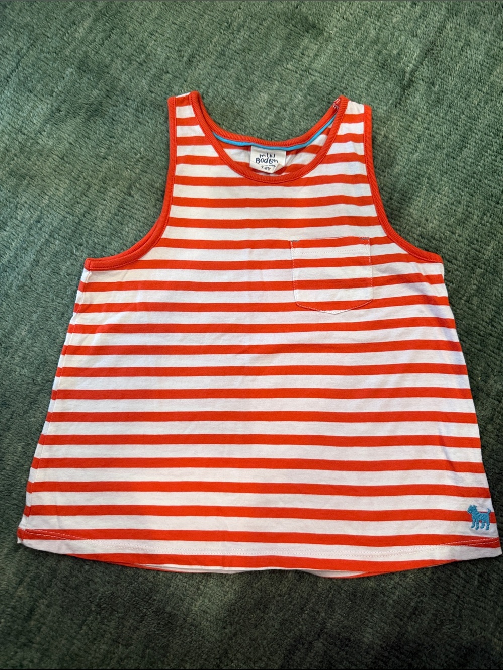 Boden Orange and White Striped Tank with Pocket